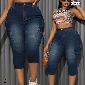 Shein SXY Dark Blue Denim Capris